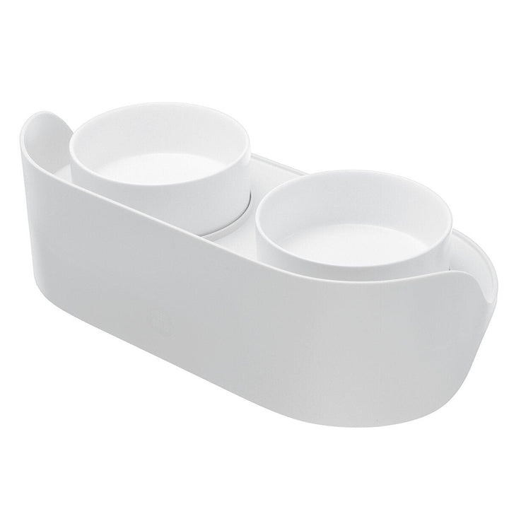 Double Holes Ceramic Cat Feeder Bowl Splash-proof fine Ceramic Pet Bowl Separate Design, Anti-slip Design Image 5