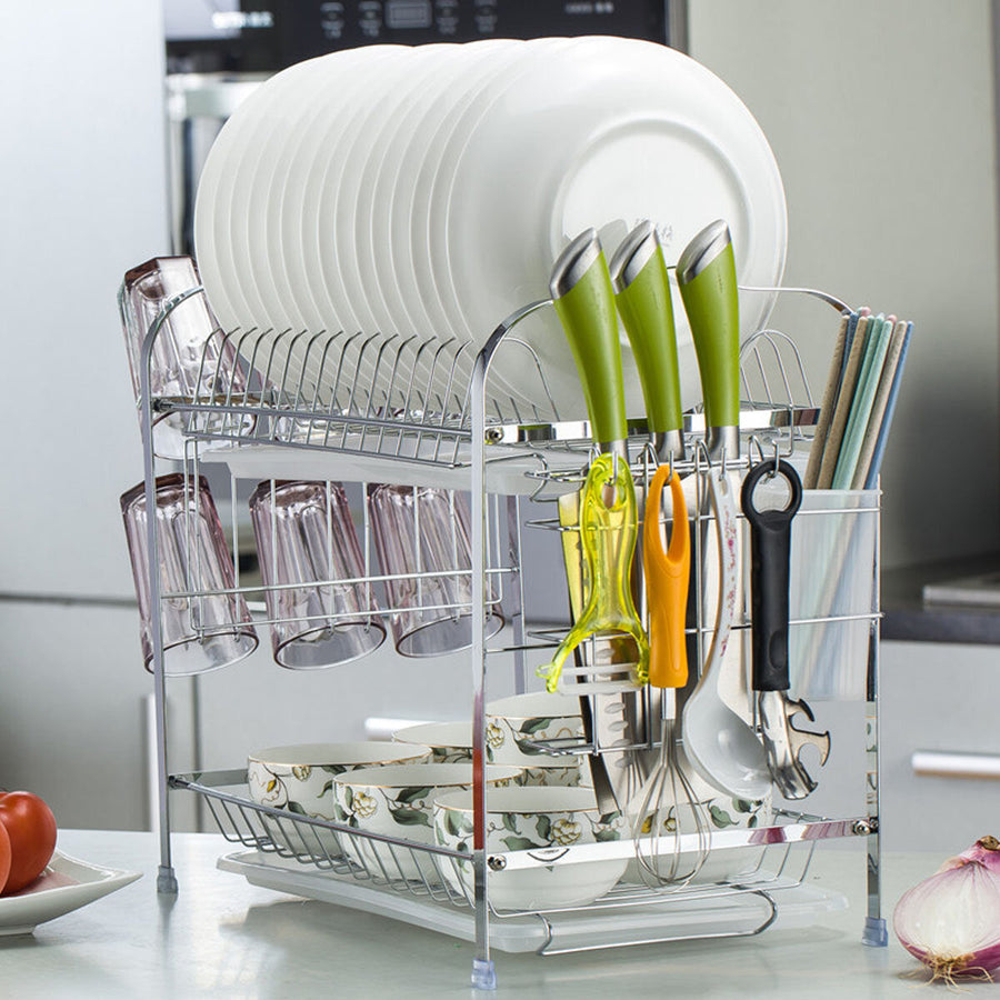 Double-layer Shelf Drained Shelf Tableware Shelf Dish Drying Rack Organizer Image 1