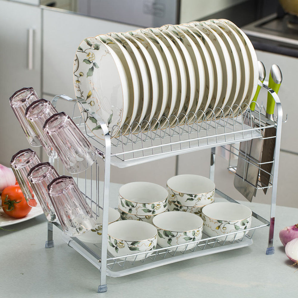 Double-layer Shelf Drained Shelf Tableware Shelf Dish Drying Rack Organizer Image 2