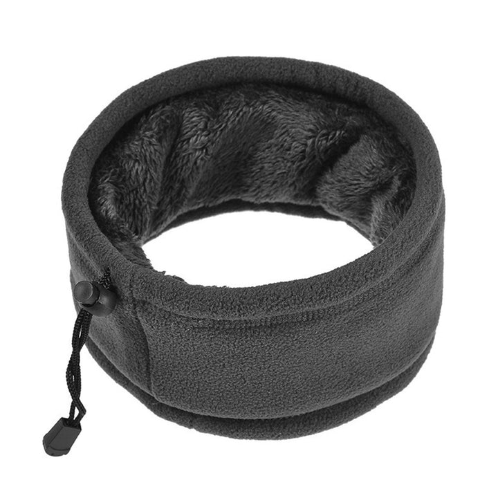 Double Layer Fleece Neck Gaiter with Drawstring Winter Sport Neck Warmer Scarf Beanie Hat for Cycling Fishing Skating Image 4