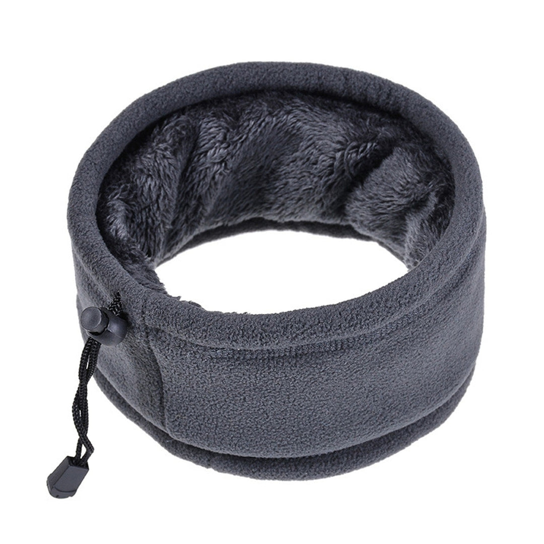 Double Layer Fleece Neck Gaiter with Drawstring Winter Sport Neck Warmer Scarf Beanie Hat for Cycling Fishing Skating Image 5