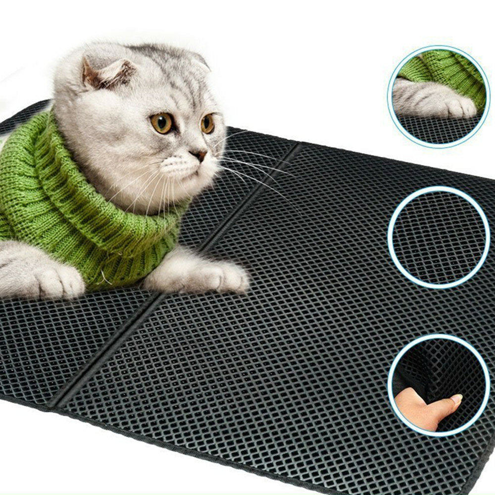 Double Layer Non-slip Cat Litter Mat Soft Honeycomb Hole Prevents Litter Scatter Multiple Size Options Image 5