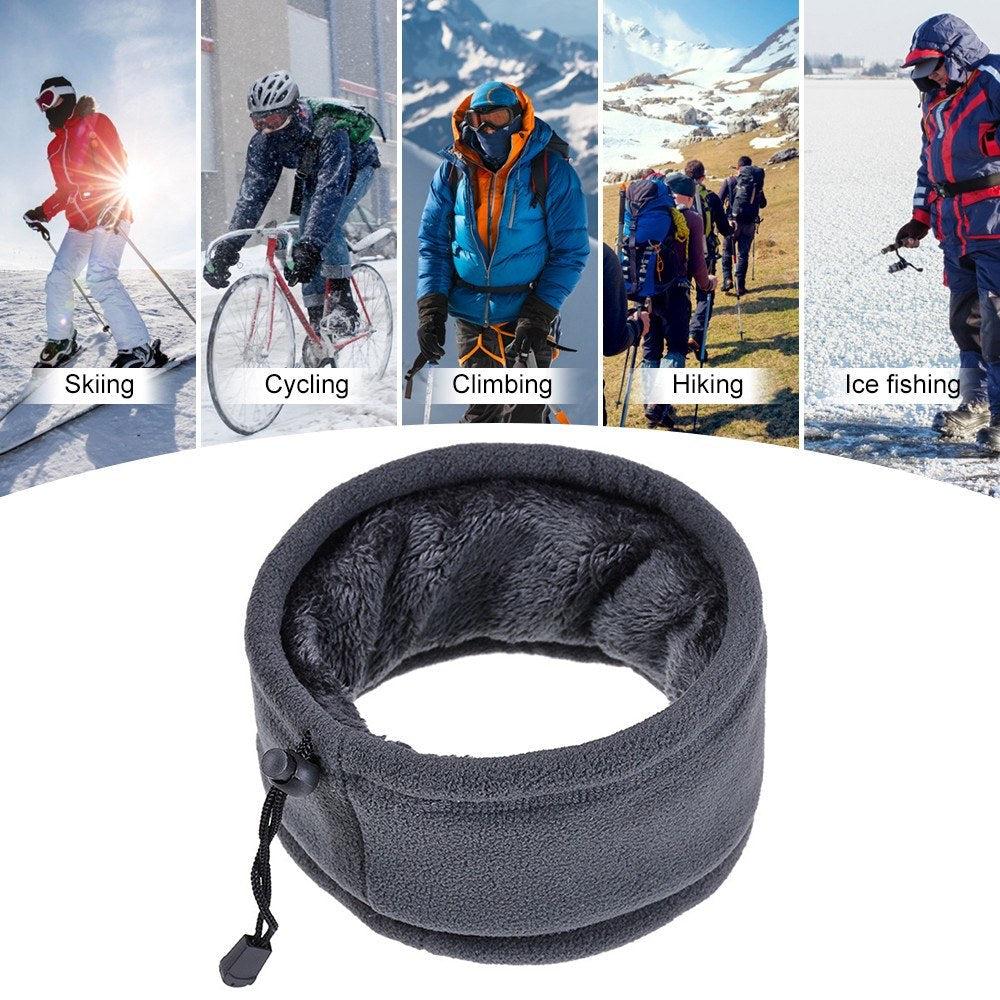 Double Layer Fleece Neck Gaiter with Drawstring Winter Sport Neck Warmer Scarf Beanie Hat for Cycling Fishing Skating Image 8