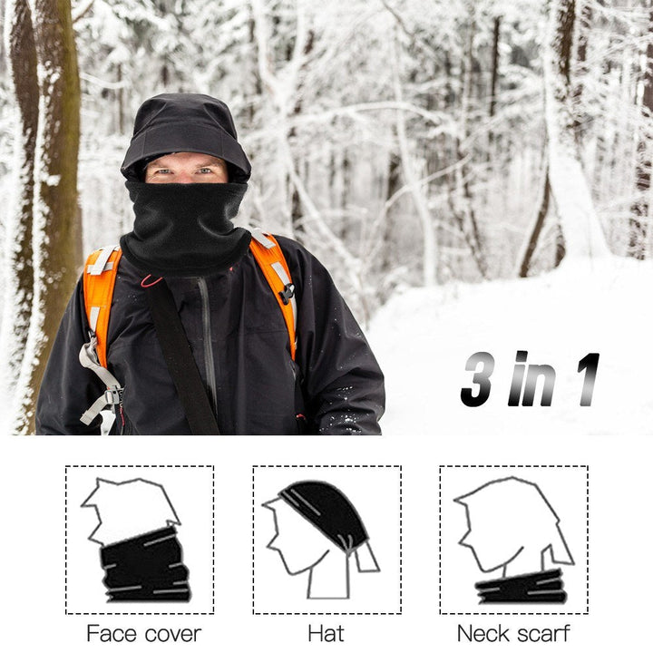 Double Layer Fleece Neck Gaiter with Drawstring Winter Sport Neck Warmer Scarf Beanie Hat for Cycling Fishing Skating Image 12