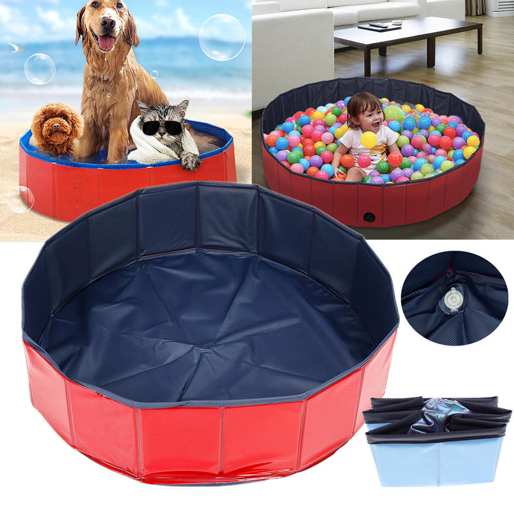 Dog Foldable Swimming Pool 120x30cm Bath Tub Portable Outdoor Home Cat Puppy Pet Washer Image 1