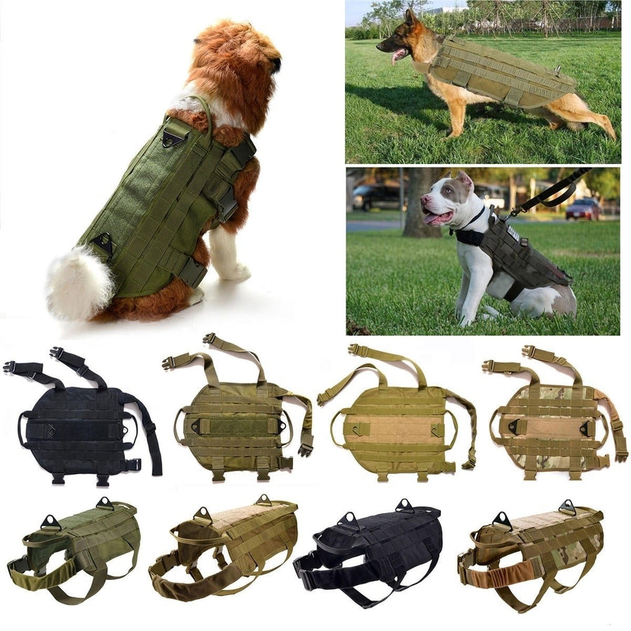 Dog Military Police Molle Vest Nylon Service Canine Dog Harness XL Image 1