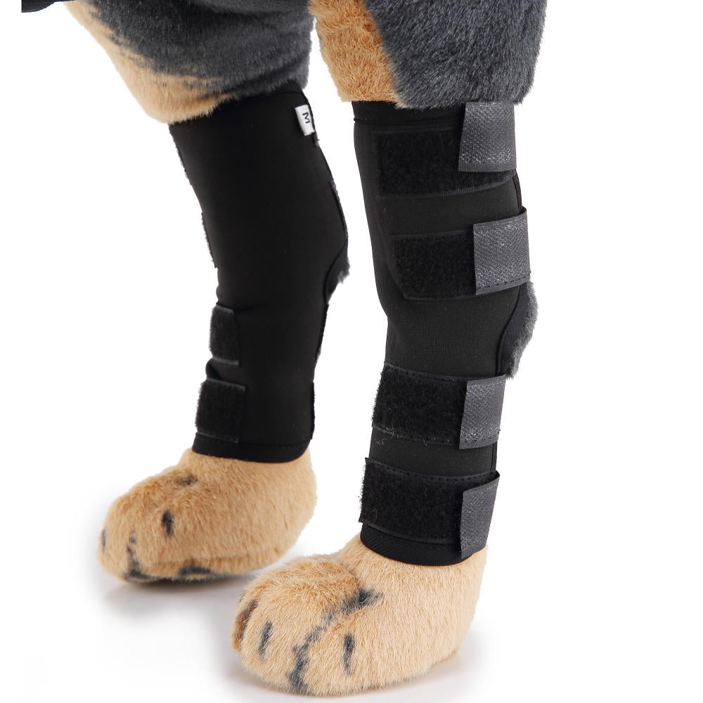 Dog Rear Hock Braces Canine Hind Hock Joint Sleeves with Safety Gear Reflective Straps Image 2