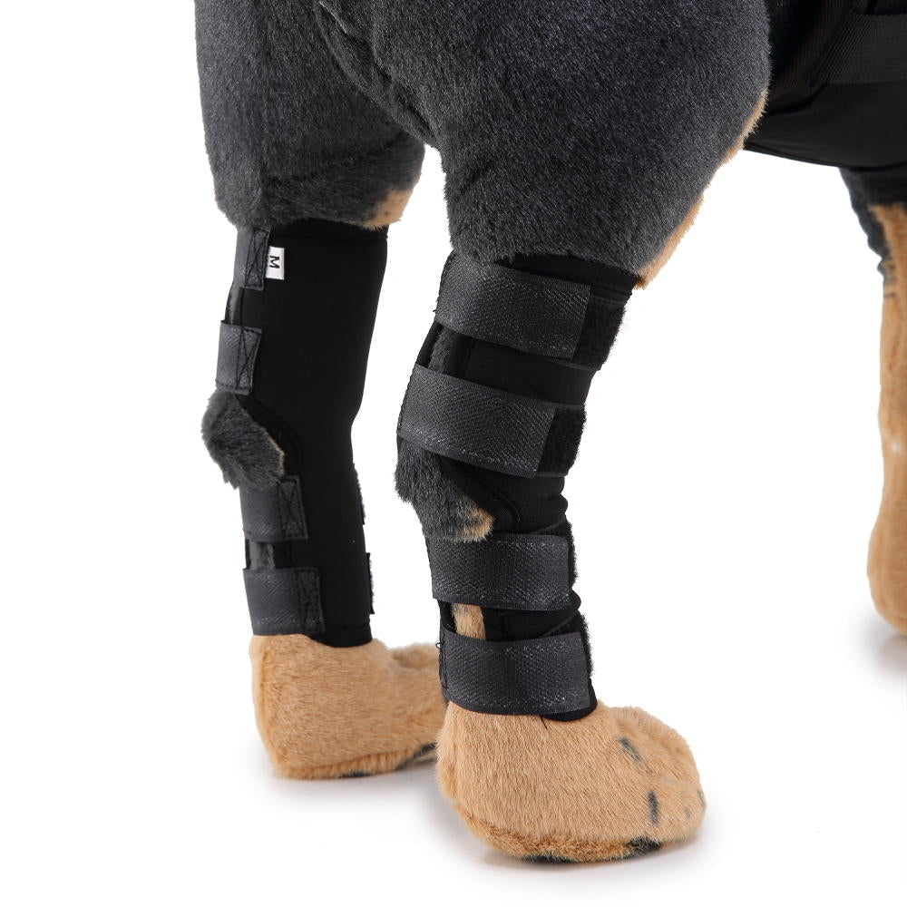 Dog Rear Hock Braces Canine Hind Hock Joint Sleeves with Safety Gear Reflective Straps Image 7