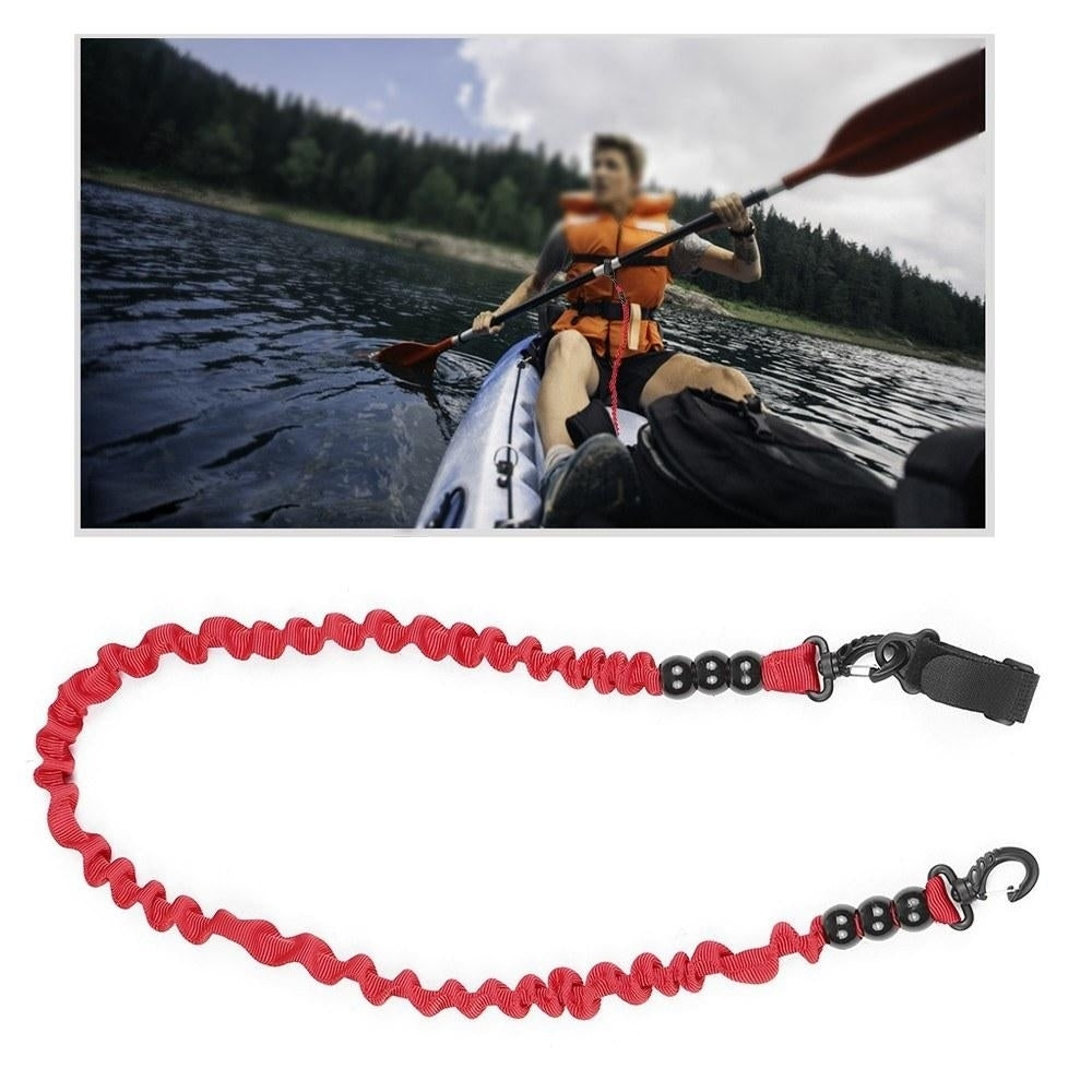 Elastic Paddle Leash Kayak Canoe Safety Fishing Rod Rowing Boats Lanyard Cord Tie Rope with Beads Image 5