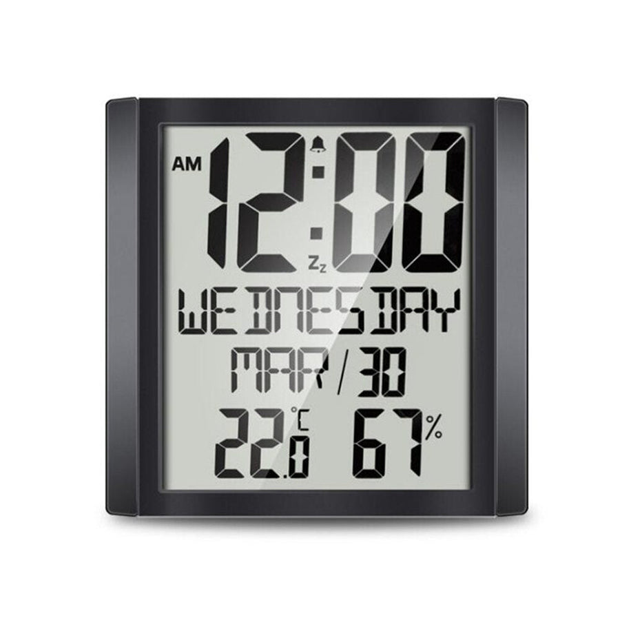 Digital Wall Clock Temperature and Humidity Snooze Alarm Clock Indoor Thermo-hygrometer Weather Monitor for Home Image 1