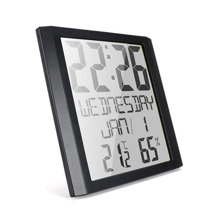 Digital Wall Clock Temperature and Humidity Snooze Alarm Clock Indoor Thermo-hygrometer Weather Monitor for Home Image 6