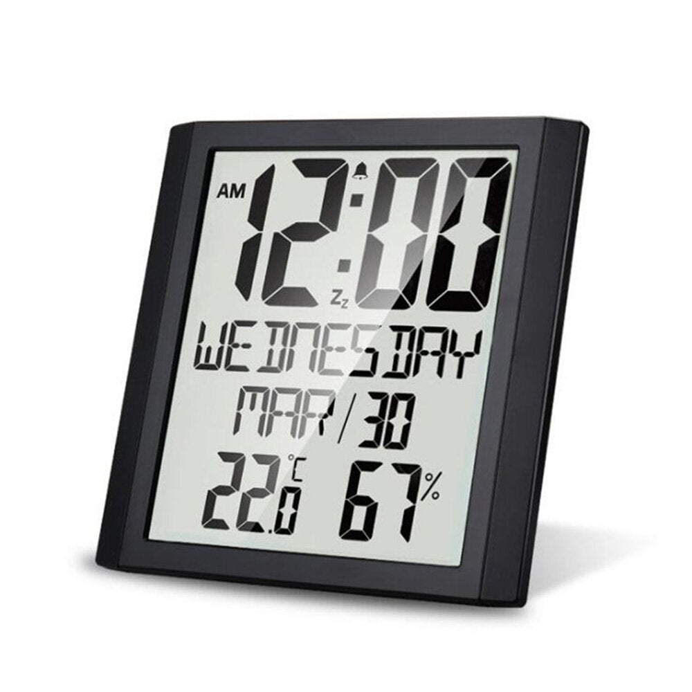 Digital Wall Clock Temperature and Humidity Snooze Alarm Clock Indoor Thermo-hygrometer Weather Monitor for Home Image 7