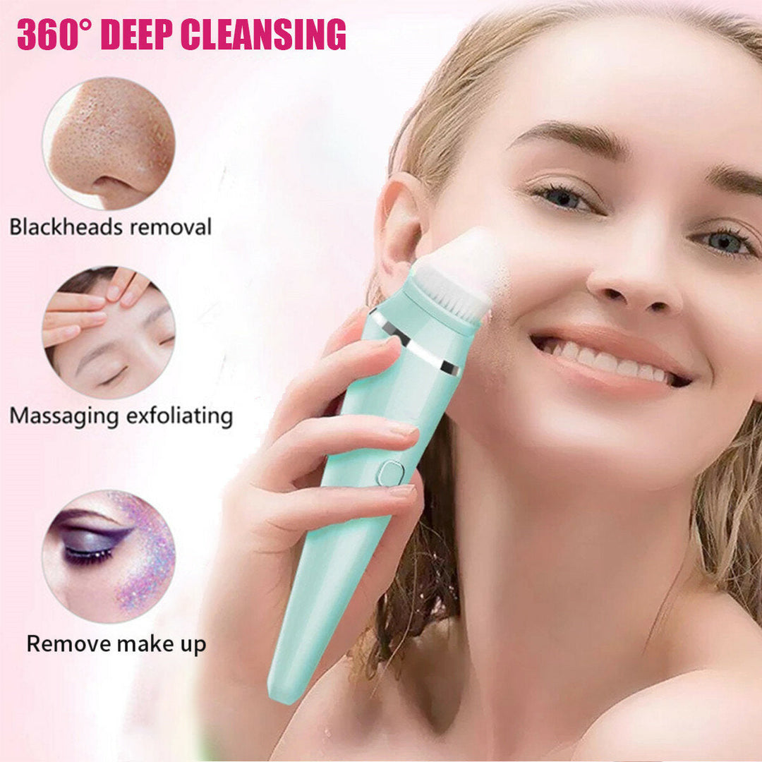 Electric Facial Wash Brush Waterproof Silicone Facial Cleanser 4-in-1 Cleaner Image 2