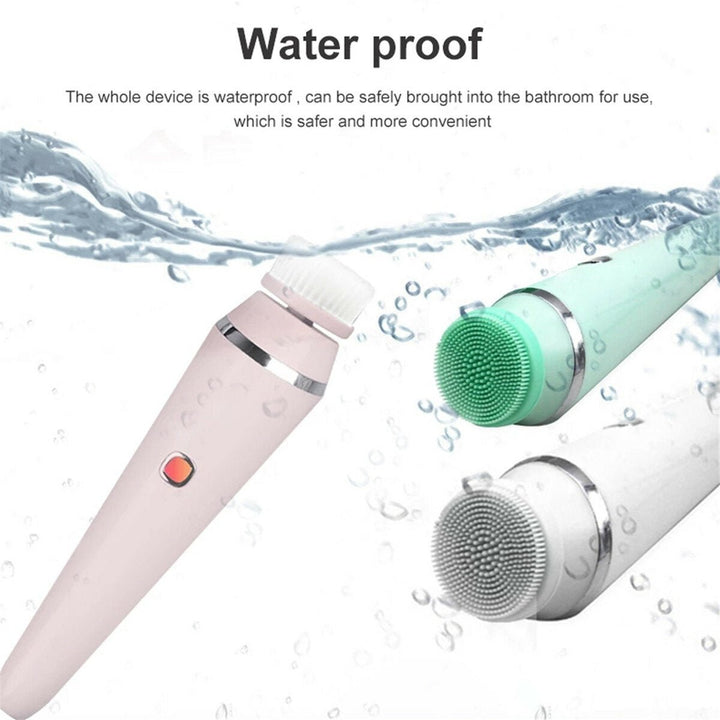 Electric Facial Wash Brush Waterproof Silicone Facial Cleanser 4-in-1 Cleaner Image 5