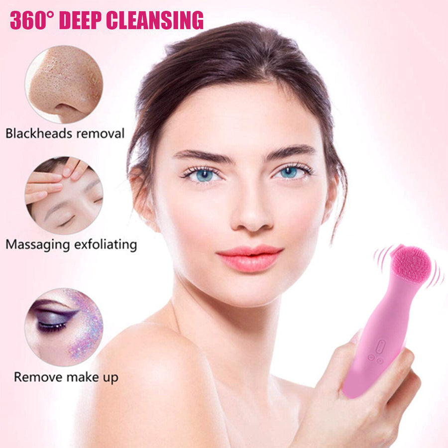 Electric Facial Wash Brush Waterproof Silicone Facial Cleanser4-in-1 Cleaner Image 1