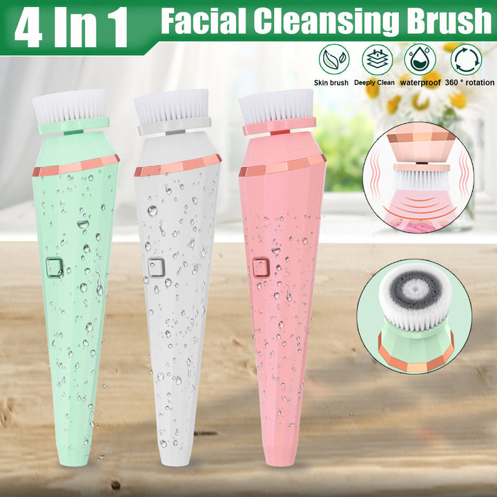 Electric Facial Wash Brush Waterproof Silicone Facial Cleanser4-in-1Cleaner Image 2