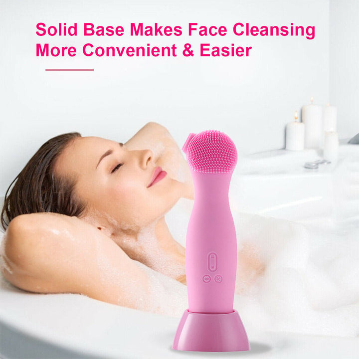 Electric Facial Wash Brush Waterproof Silicone Facial Cleanser4-in-1 Cleaner Image 3