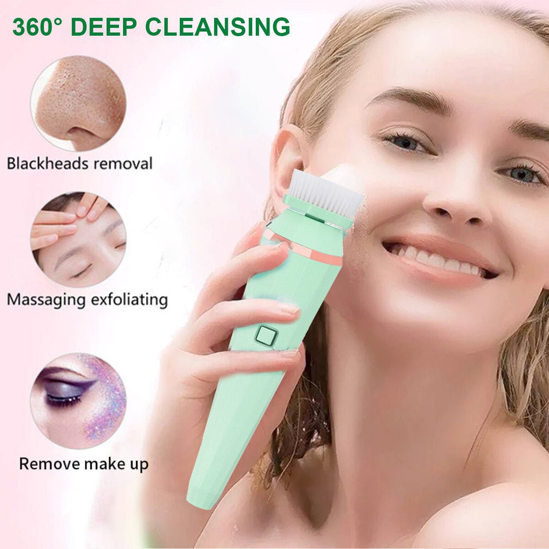 Electric Facial Wash Brush Waterproof Silicone Facial Cleanser4-in-1Cleaner Image 5