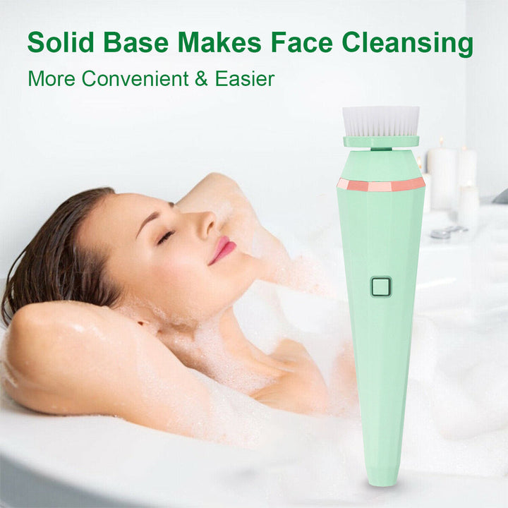 Electric Facial Wash Brush Waterproof Silicone Facial Cleanser4-in-1Cleaner Image 6