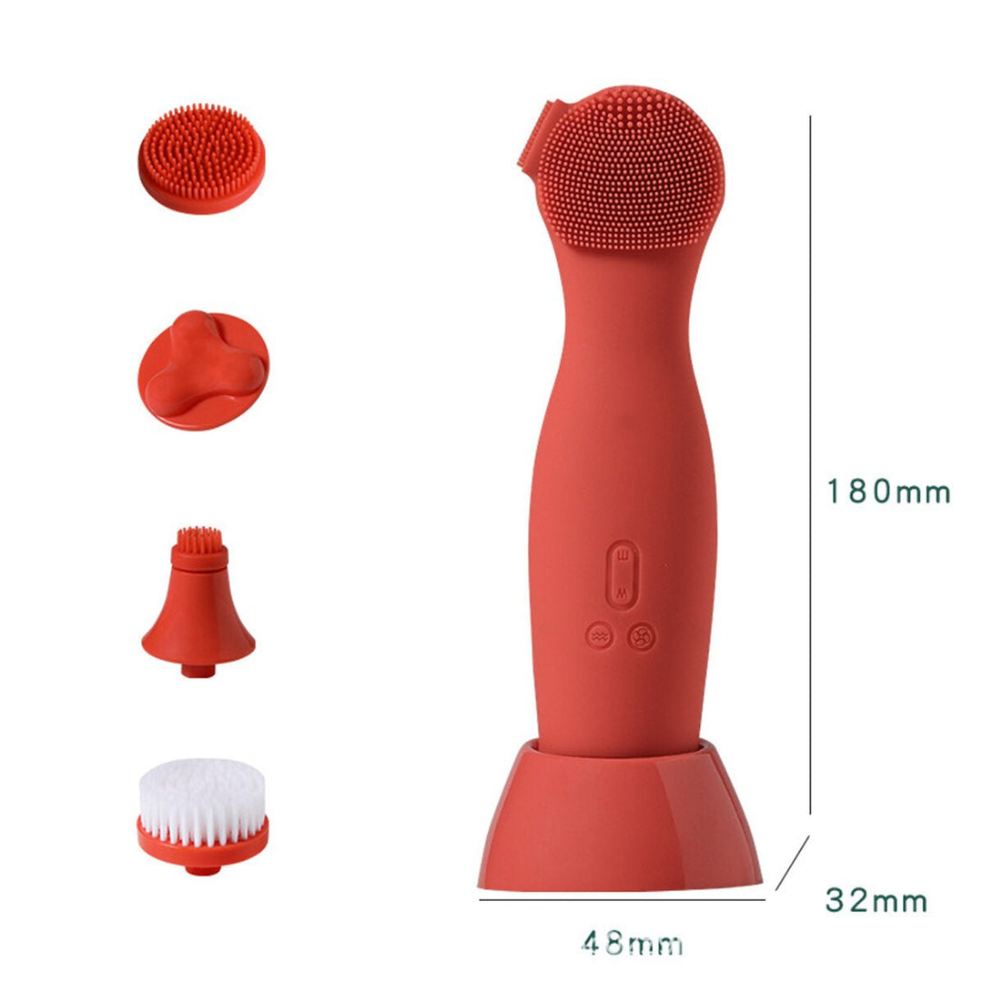 Electric Facial Wash Brush Waterproof Silicone Facial Cleanser4-in-1 Cleaner Image 8