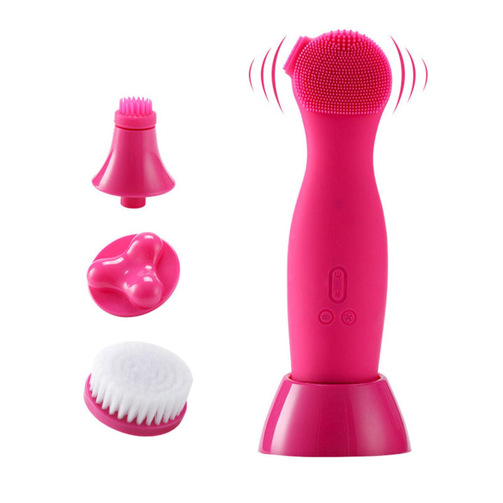 Electric Facial Wash Brush Waterproof Silicone Facial Cleanser4-in-1 Cleaner Image 9