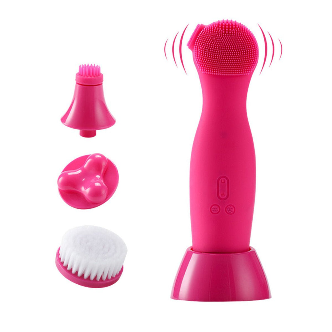 Electric Facial Wash Brush Waterproof Silicone Facial Cleanser4-in-1 Cleaner Image 1