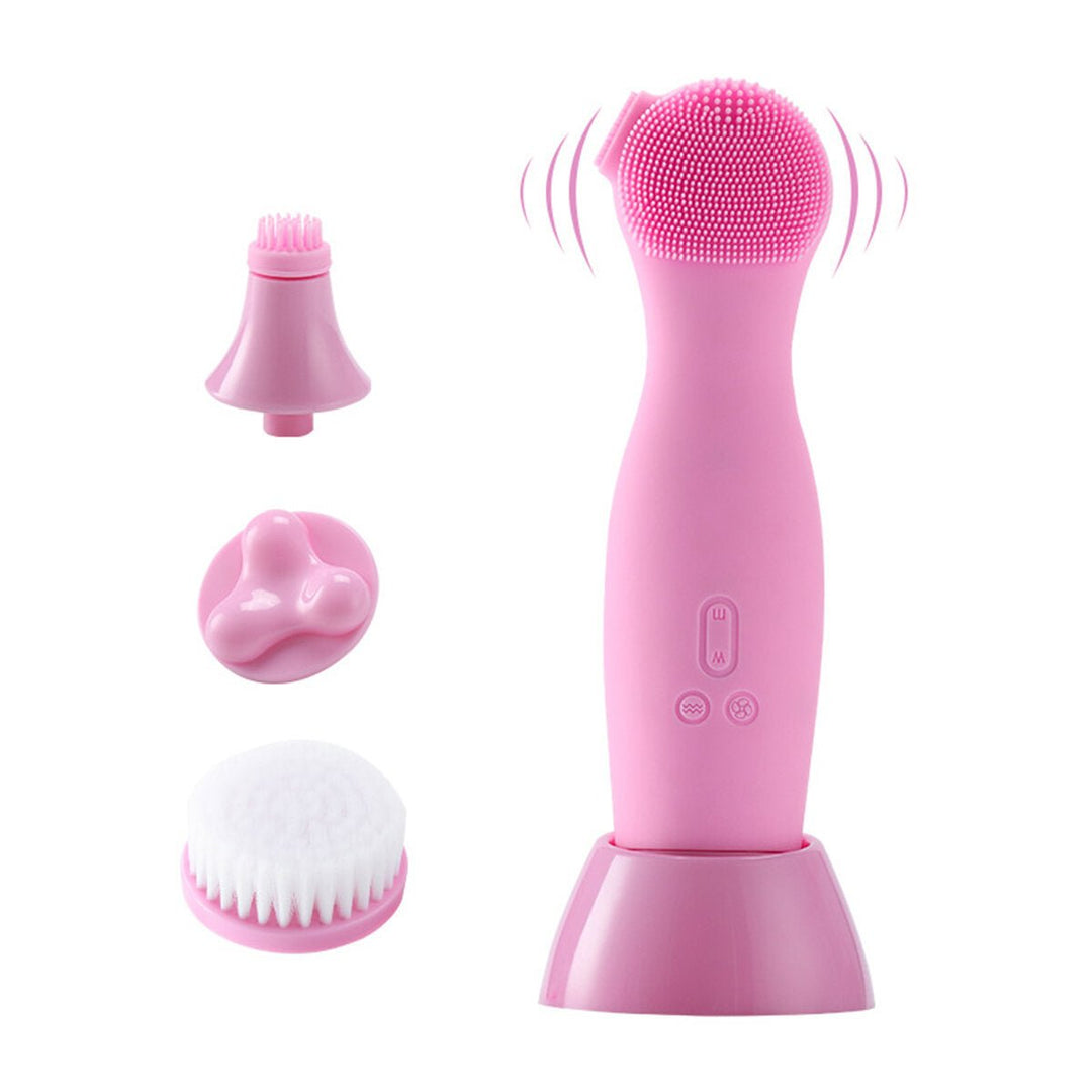 Electric Facial Wash Brush Waterproof Silicone Facial Cleanser4-in-1 Cleaner Image 10