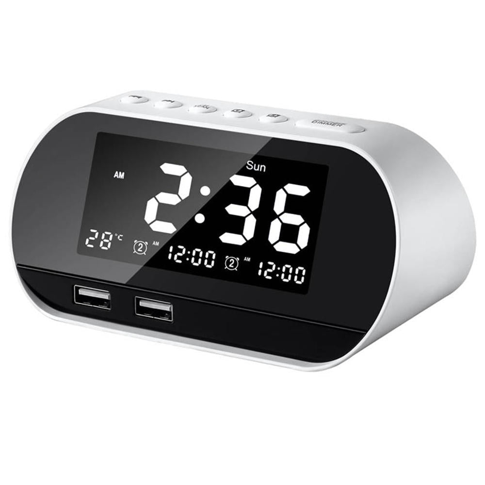 Dual USB LCD Digital Snooze Sleep Dimmer Alarm Clock For Bedrooms with Fm Radio Image 2