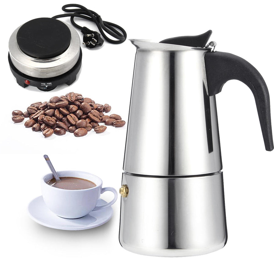 Espresso Moka Coffee Maker Pot Percolator Stainless Steel Electric Stove Electric Coffee Kettle Image 1