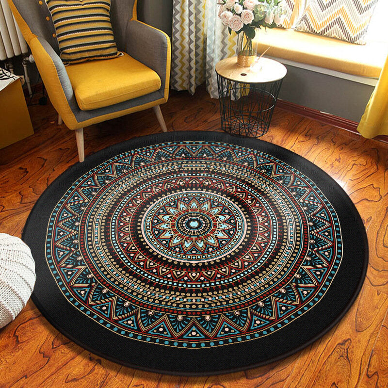 Ethnic Style Carpet Baroque Style Mandala Round Mat Carpet Image 1