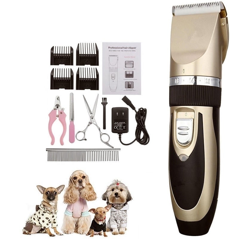 Electric Low-noise Pet Dog Cat Animal Hair Trimmer Grooming Clipper Comb Kit Image 2