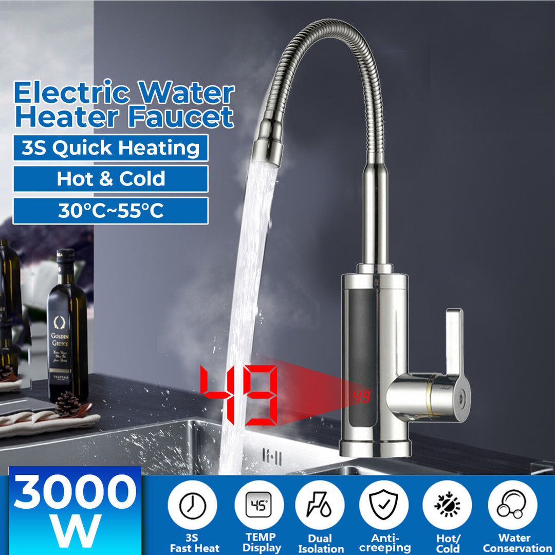 Electric Heating Faucet 2S Heating LED Ambient Light Temperature Display Instant Hot Water Tap3300W Image 2