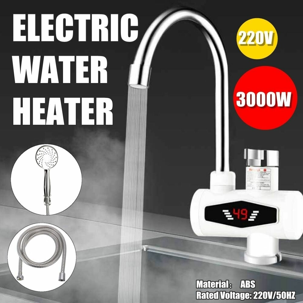 Electric Hot Water Faucet LED Display Instant Heating Kitchen Water Heater Stainless Steel Heating Dual Purpose Image 2