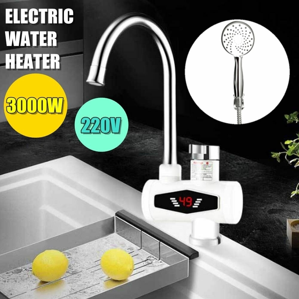 Electric Hot Water Faucet LED Display Instant Heating Kitchen Water Heater Stainless Steel Heating Dual Purpose Image 3