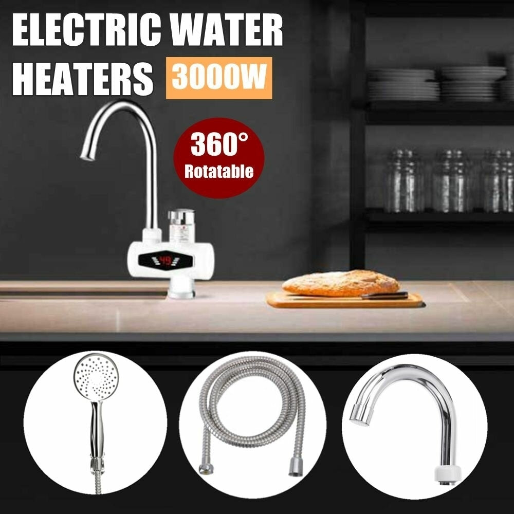 Electric Hot Water Faucet LED Display Instant Heating Kitchen Water Heater Stainless Steel Heating Dual Purpose Image 4