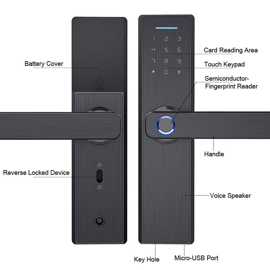 Electronic Smart Door Lock Biometric Fingerprint Digital Code Smart Card Key Image 10