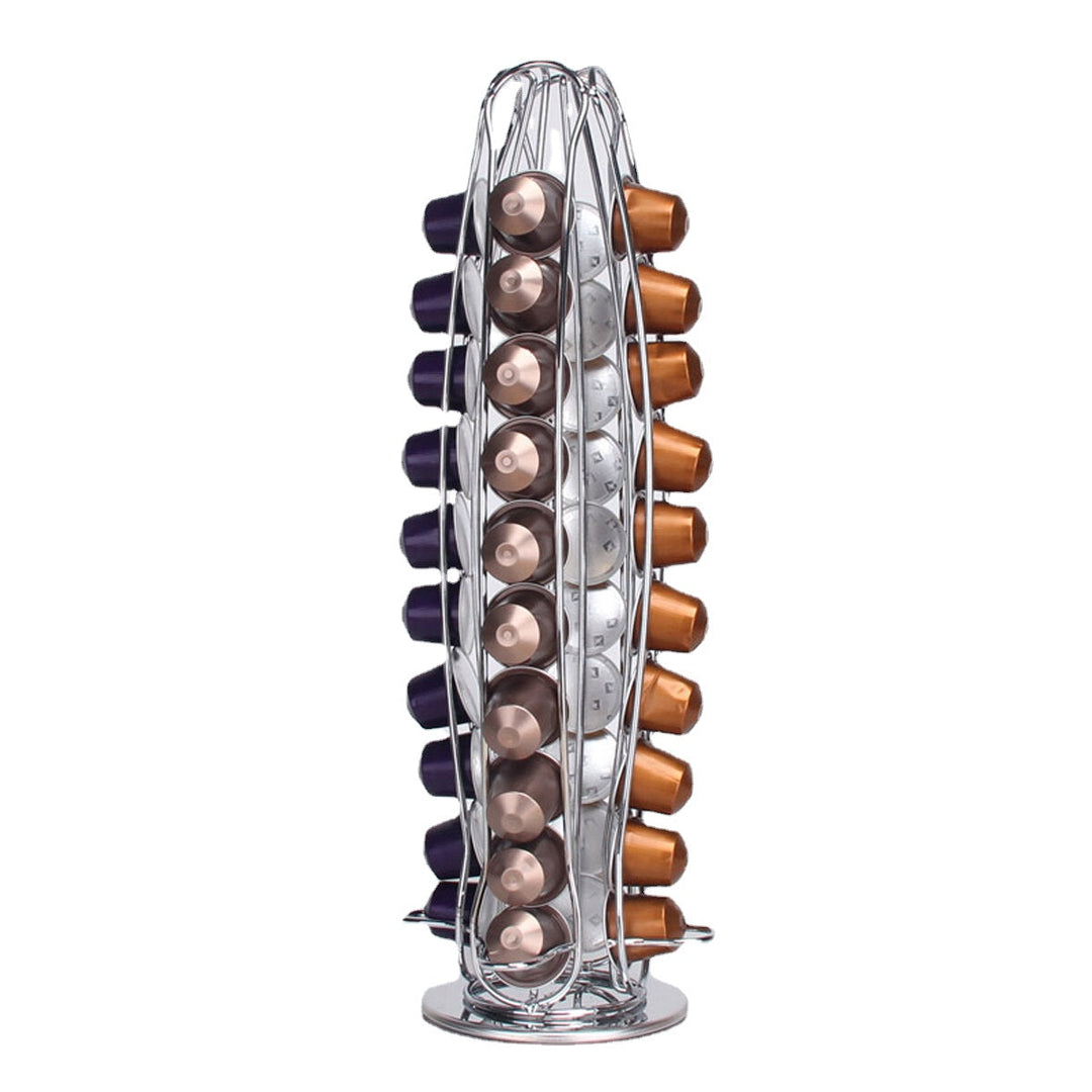 Electroplating 360 Roatation Bottom Coffee Capsules Stand Shelf Storage Rack for Nespresso Image 1