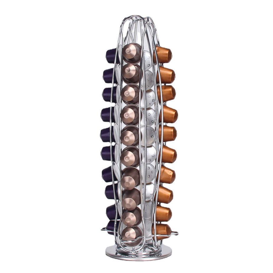 Electroplating 360 Roatation Bottom Coffee Capsules Stand Shelf Storage Rack for Nespresso Image 1