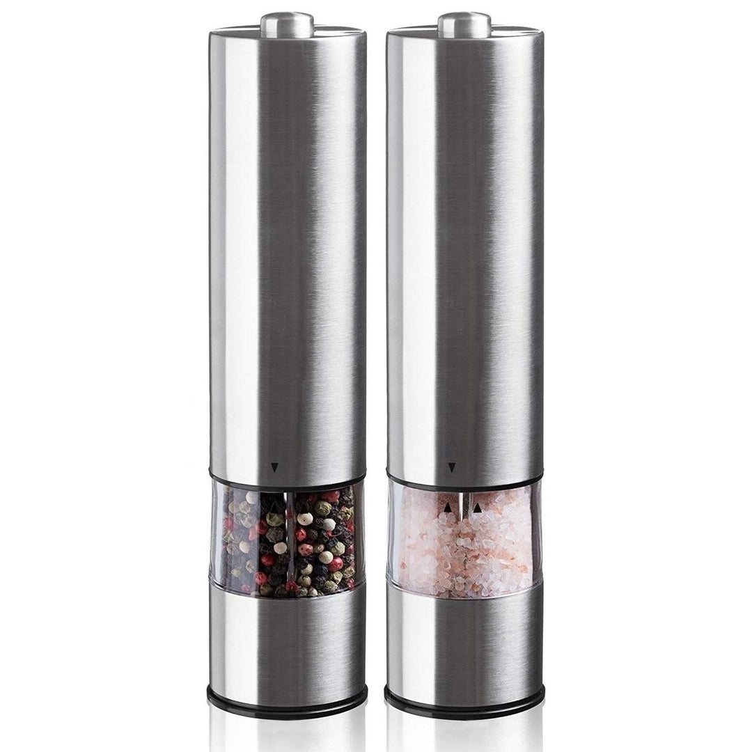 Electric Salt And Pepper Grinding Unit (2 Packs) - Electronically Adjustable Vibrator Ceramic Grinder Image 1