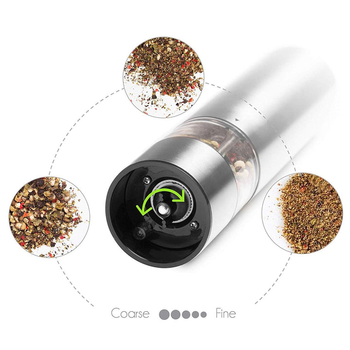 Electric Salt And Pepper Grinding Unit (2 Packs) - Electronically Adjustable Vibrator Ceramic Grinder Image 3