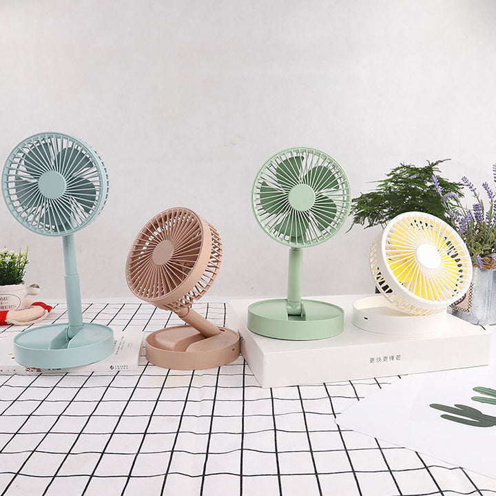 Folding Telescopic Floor Desk Fan 8000mAh 4 Modes 25-35db USB Rechargeable Adjustable Height 9-100cm Mini Aromatherapy Image 1