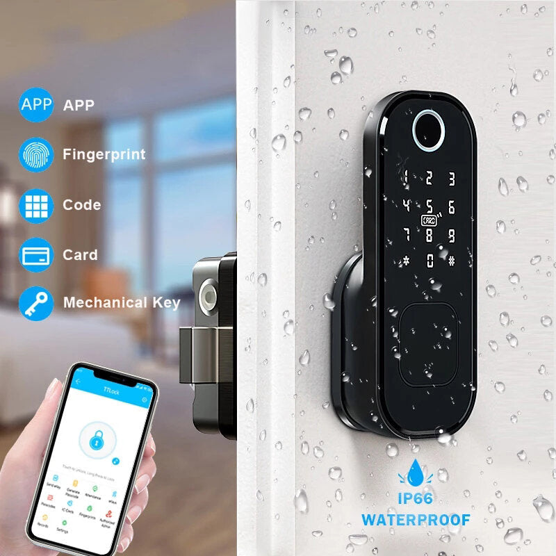 Fingerprint Door Lock bluetooth Passcode Rfid Card Keyless Waterproof Electronic Lock Work with TT Lock APP Image 2