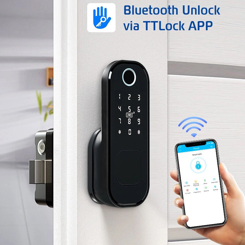 Fingerprint Door Lock bluetooth Passcode Rfid Card Keyless Waterproof Electronic Lock Work with TT Lock APP Image 5