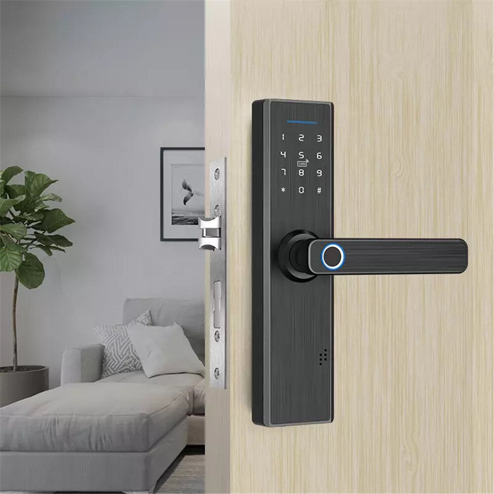 Fingerprint Lock Security Intelligent WiFi Smart Lock Password RFID Unlock Door Lock Work With APP For Electronic Hotels Image 2