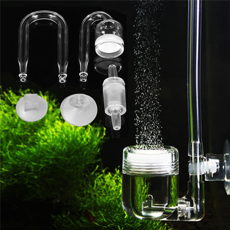 Fish Aquarium CO2 Diffuser Check Valve U Shape Glass Tube Suction Cup Kit Tank Image 8