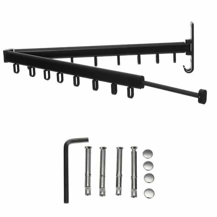 Folding Clothes Hanger Wall Mounted Telescopic Drying Rack Balcony Room Outdoor Image 2