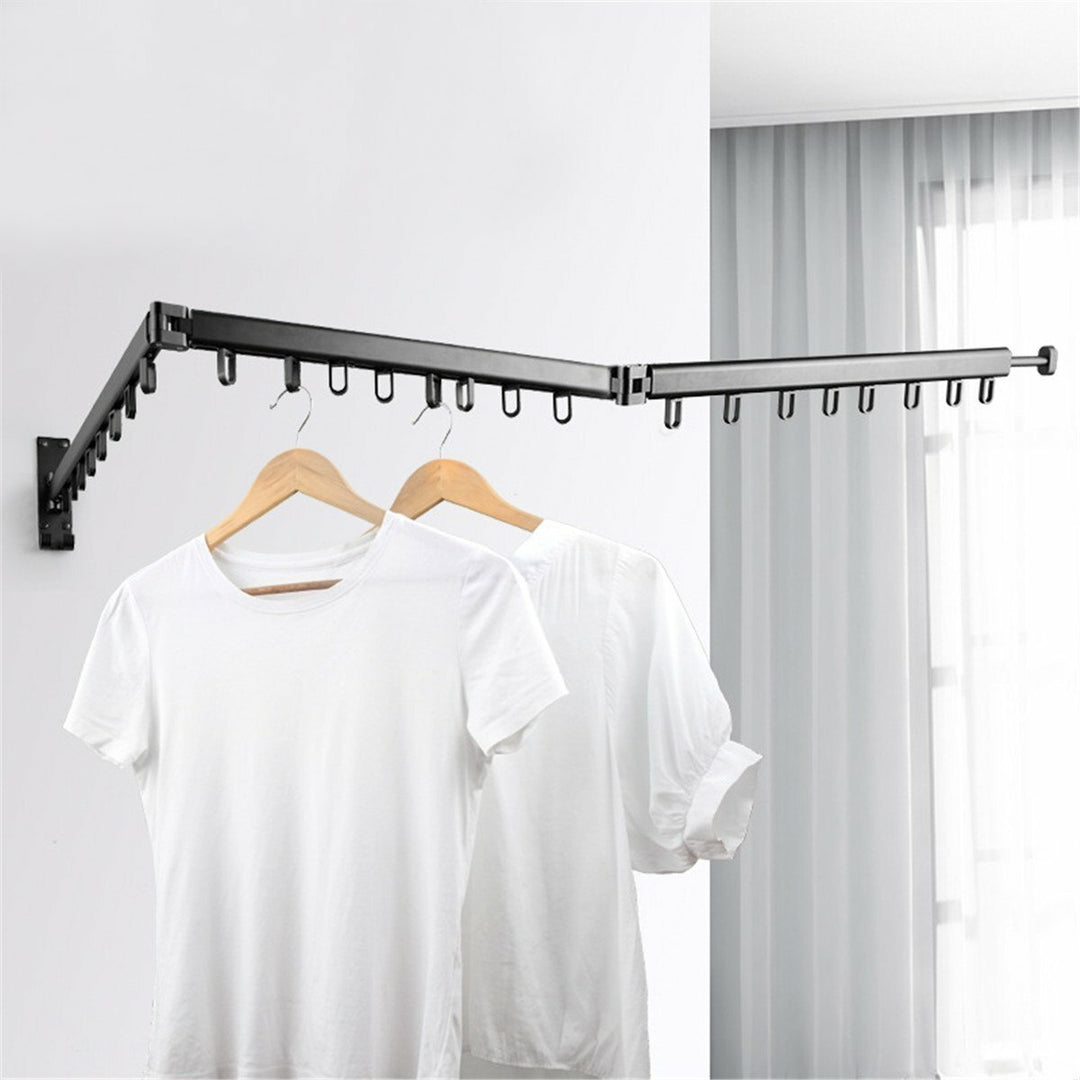 Folding Clothes Hanger Wall Mounted Telescopic Drying Rack Balcony Room Outdoor Image 3