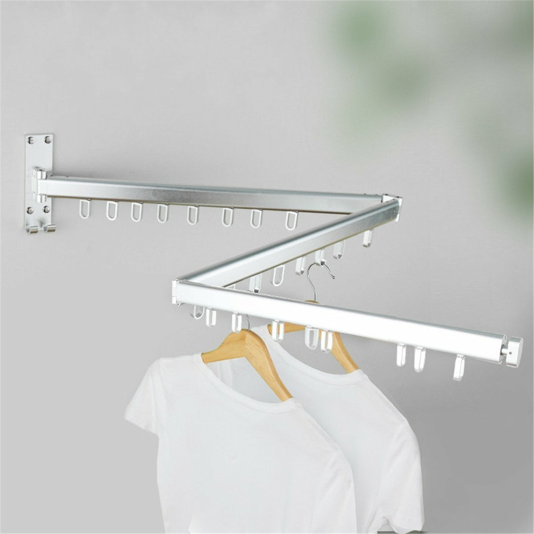 Folding Clothes Hanger Wall Mounted Telescopic Drying Rack Balcony Room Outdoor Image 4