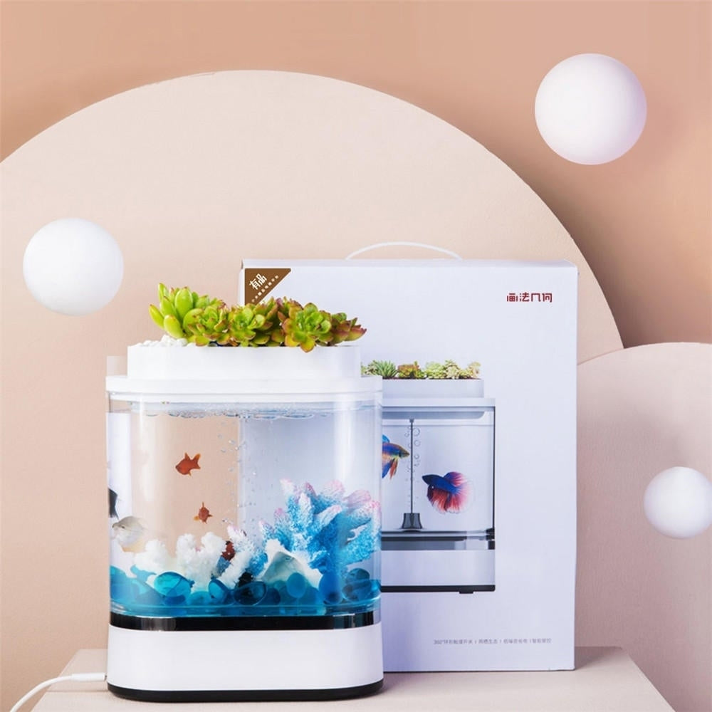 Fish Tank USB Charging Self-cleaning Aquarium with 7 Colors LED Light Image 8