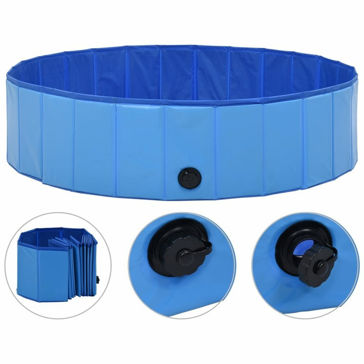 Foldable Dog Swimming Pool Blue 120x30 cm PVC Puppy Bath Collapsible Bathing for Cats Playing Kids Bathtub Pet Supplies Image 6